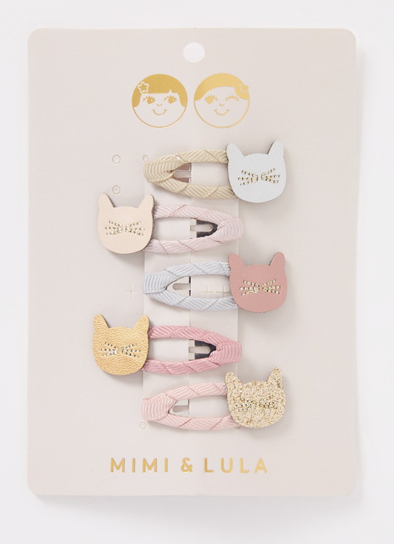 Mimi & Lula - Cute Cat Mini haarclip in set van 5 - Oudroze