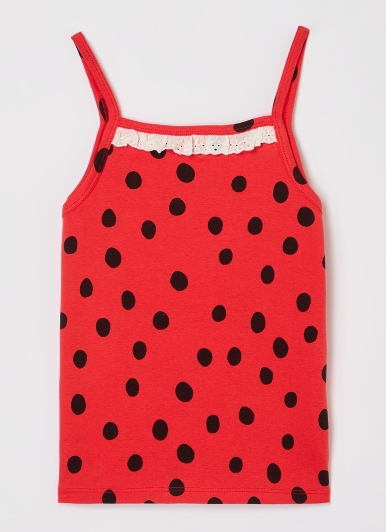 Mini Rodini - Dots tanktop van biologisch katoen - Rood