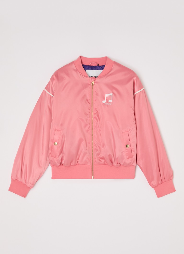 Mini Rodini - Gewatteerd bomberjack met logoborduring en backprint - Roze