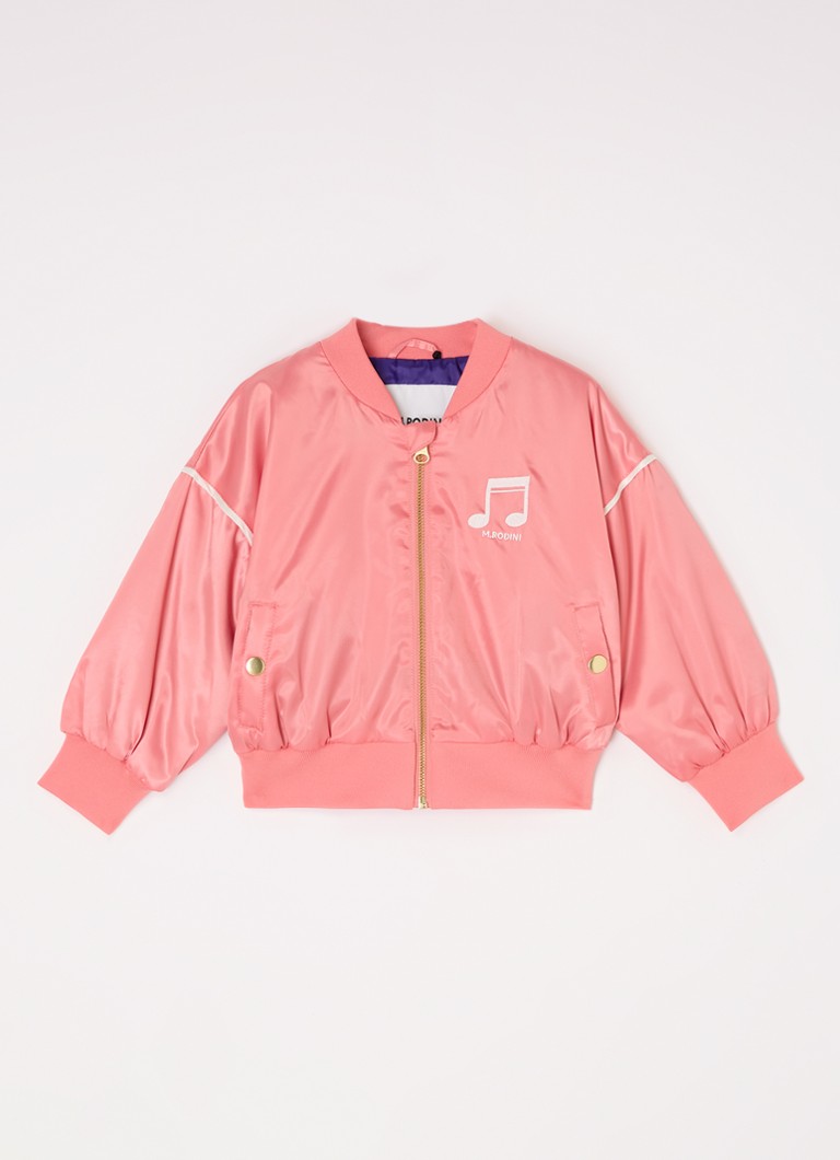 Mini Rodini - Gewatteerd bomberjack met logoborduring en backprint - Roze