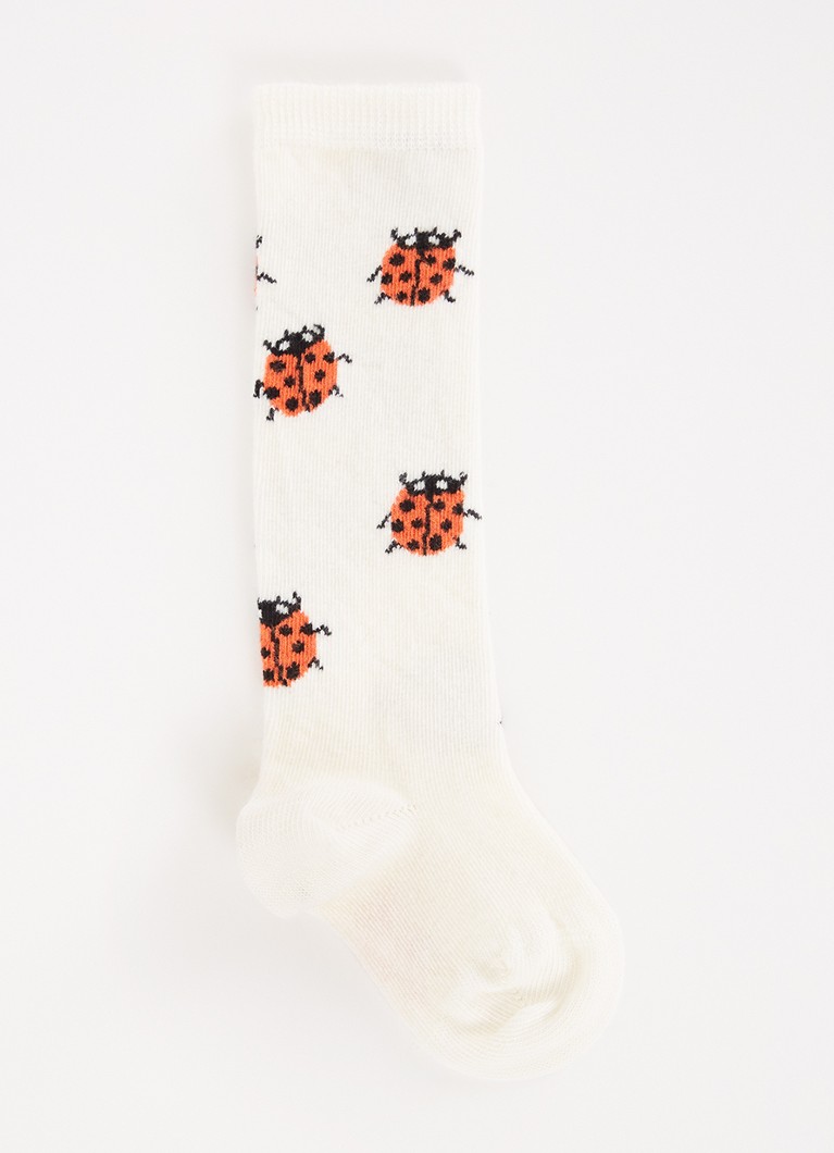 Mini Rodini - Ladybug sokken met print - Gebroken wit