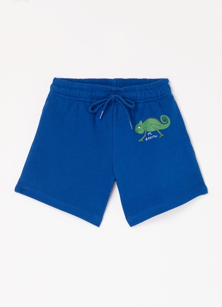 Mini Rodini - Lizard loose fit korte joggingbroek van biologisch katoen - Kobaltblauw