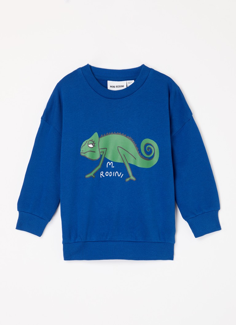 Mini Rodini - Lizard sweater van biologisch katoen - Kobaltblauw