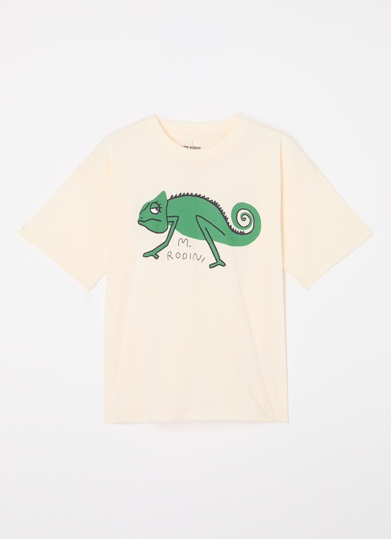 Mini Rodini - Lizard T-shirt van biologisch katoen - Gebroken wit