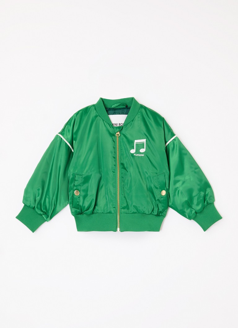 Mini Rodini - Note baseball jack met borduring - Groen