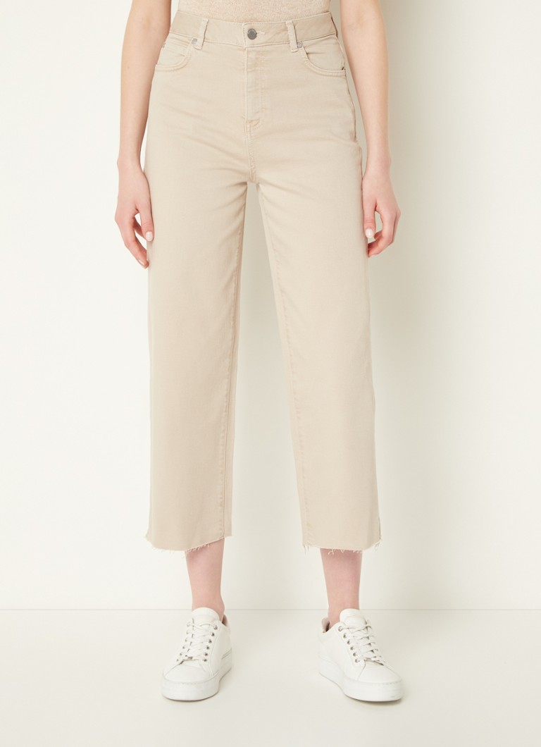 Mint Velvet - Monroe high waist wide fit cropped jeans met gekleurde wassing - Camel