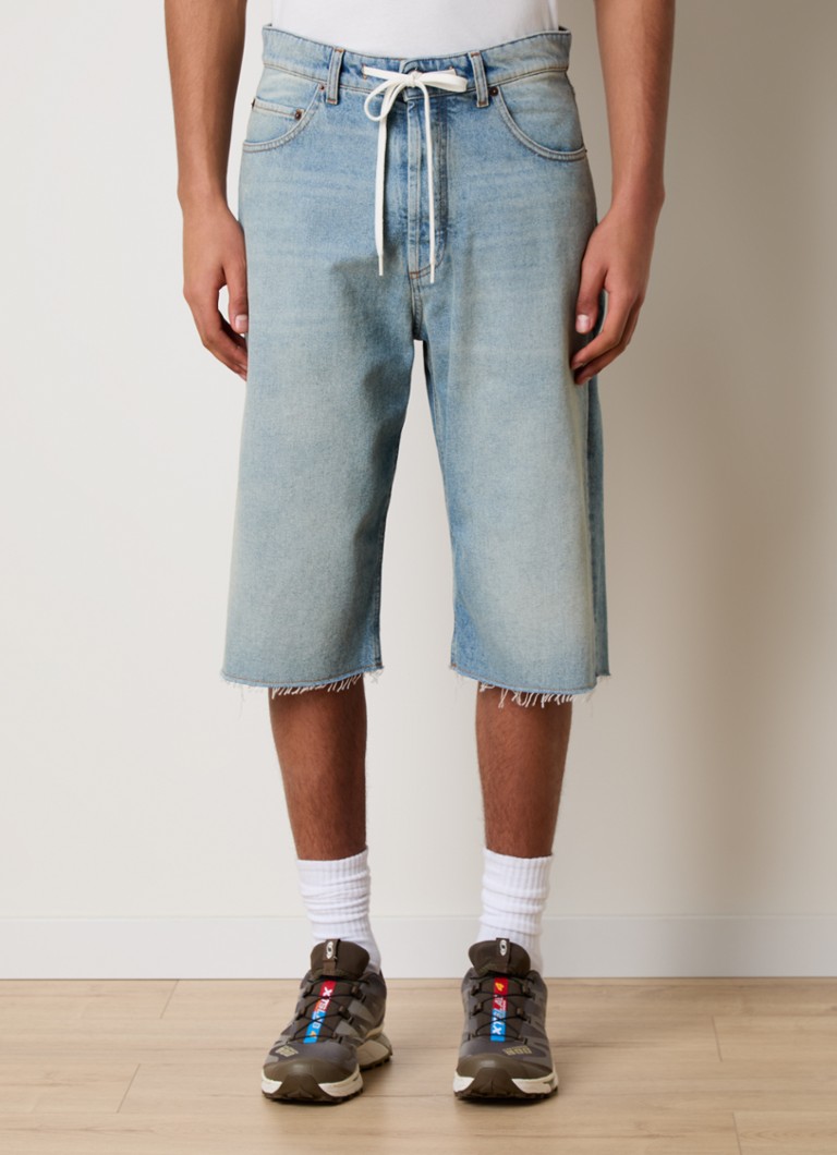 MM6 - Straight fit korte broek van denim met trekkoord - Indigo