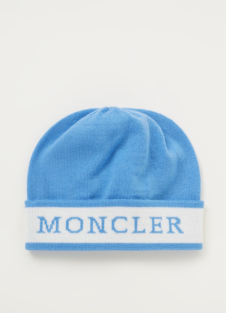 Moncler - Bonnet en laine avec logo - Bleu