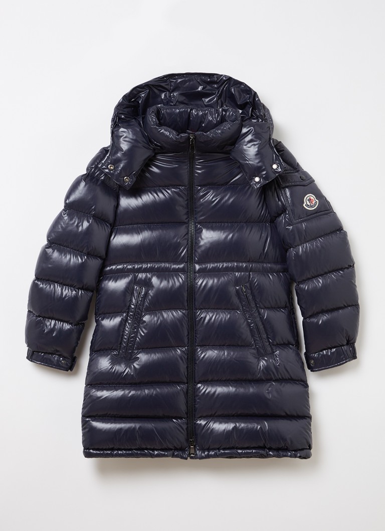 bouwer Soms Bengelen Moncler Galya longline puffer jas met donsvulling en afneembare capuchon •  Donkerblauw • deBijenkorf.be