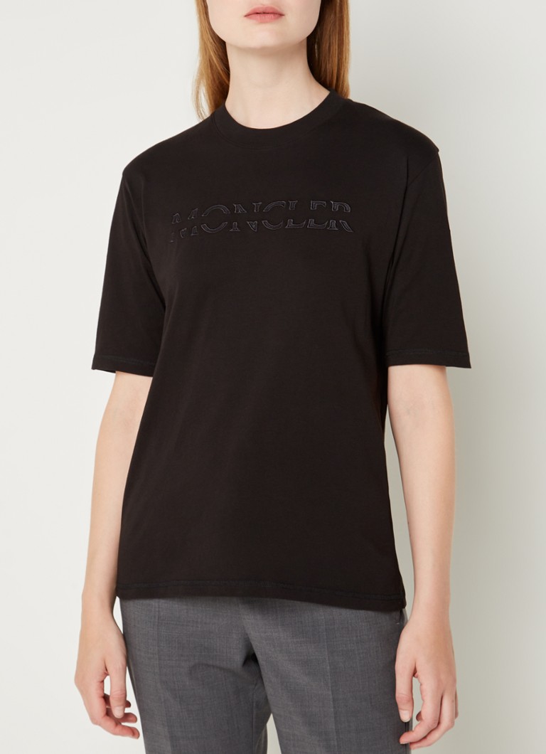Moncler - T-shirt avec logo brodé - Noir
