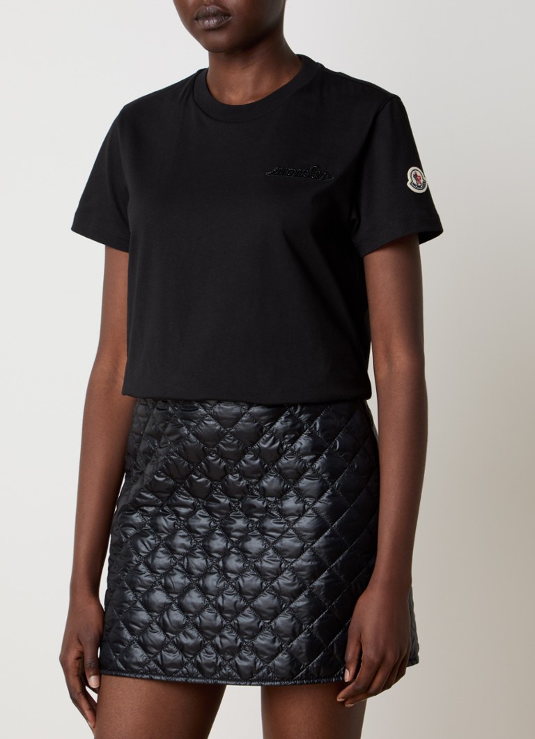 Moncler - T-shirt met logo en strass - Zwart