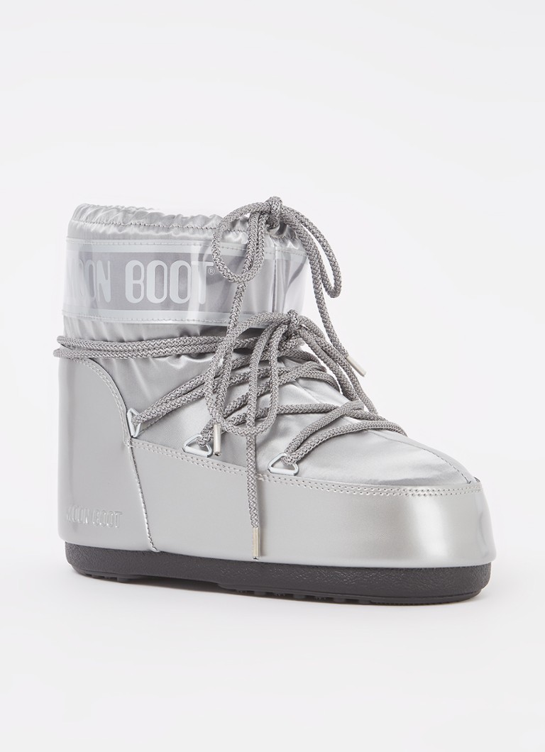 Moon Boot - Icon Low Glance snowboot met waterafstotende coating en metallic finish - Lichtgrijs