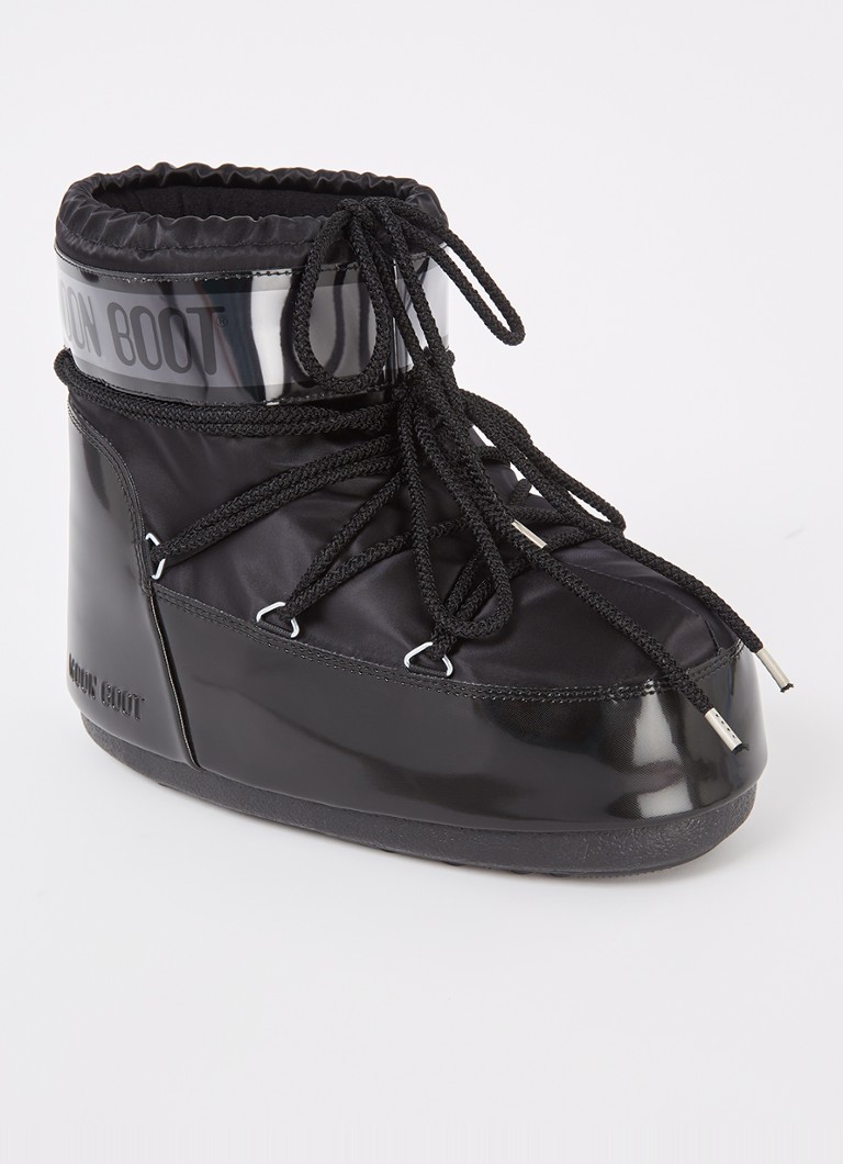 Moon Boot - Icon Low Glance snowboot met waterafstotende coating en metallic finish - Zwart