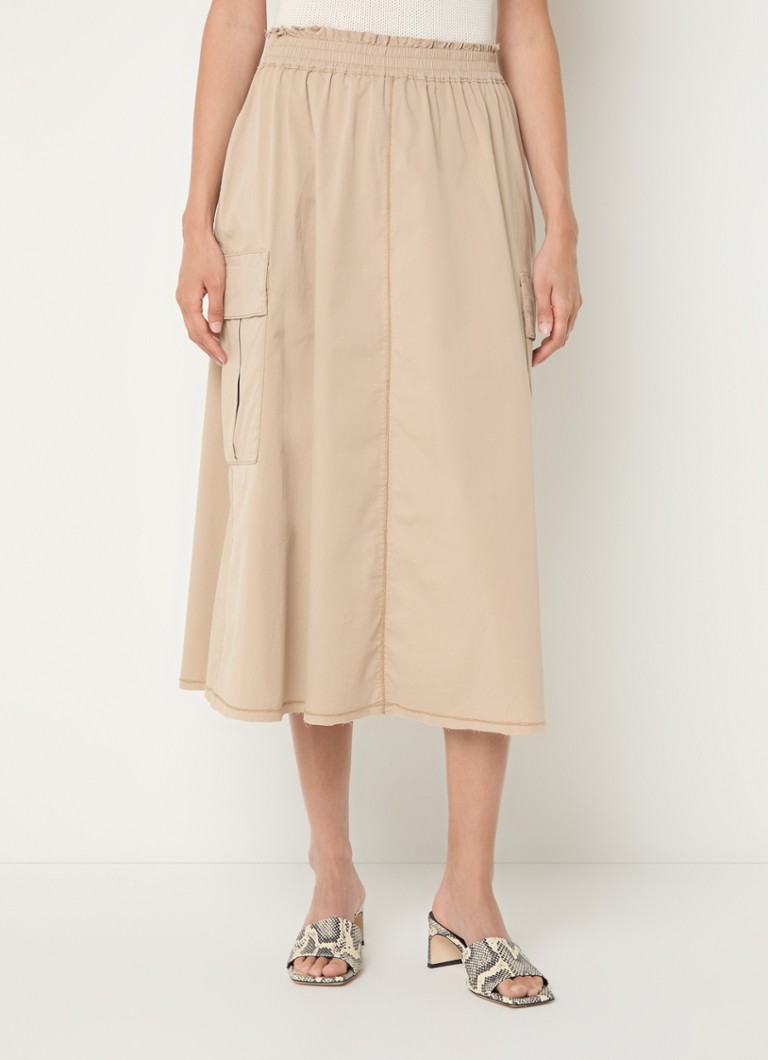 Mos Mosh MMDahlia midi rok met klepzakken • Beige •