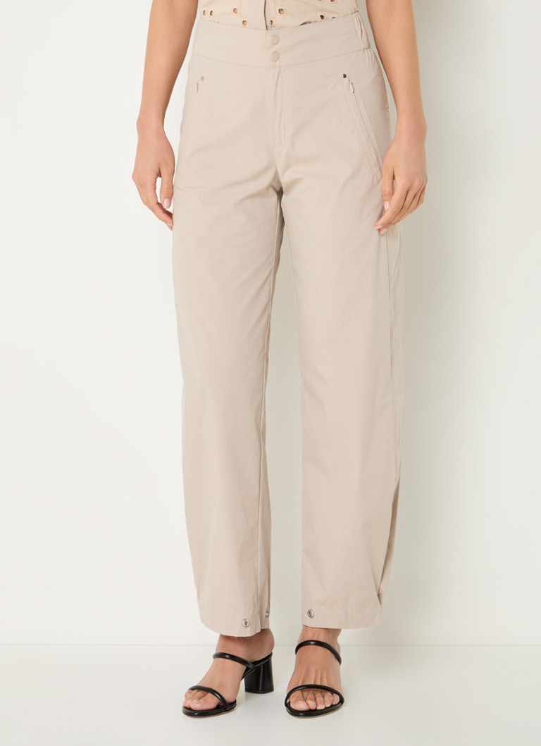 Mos Mosh - MMTahi high waist tapered fit broek met ritszakken - Beige
