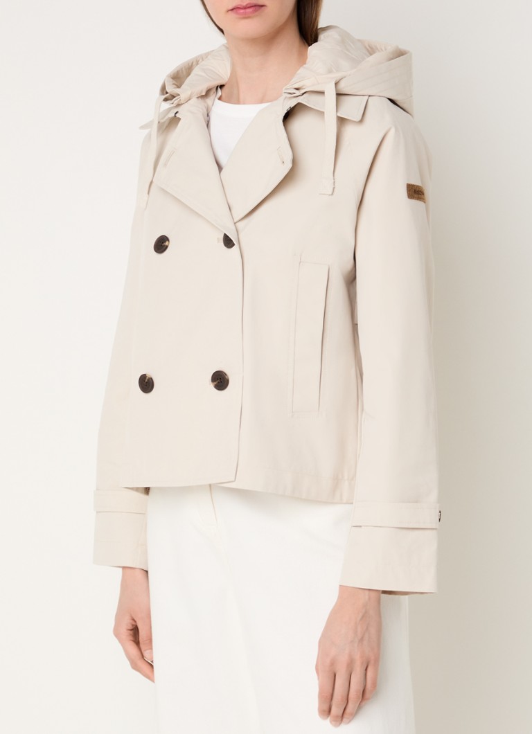 Moscow - Double-breasted trenchcoat met afneembare capuchon - Creme