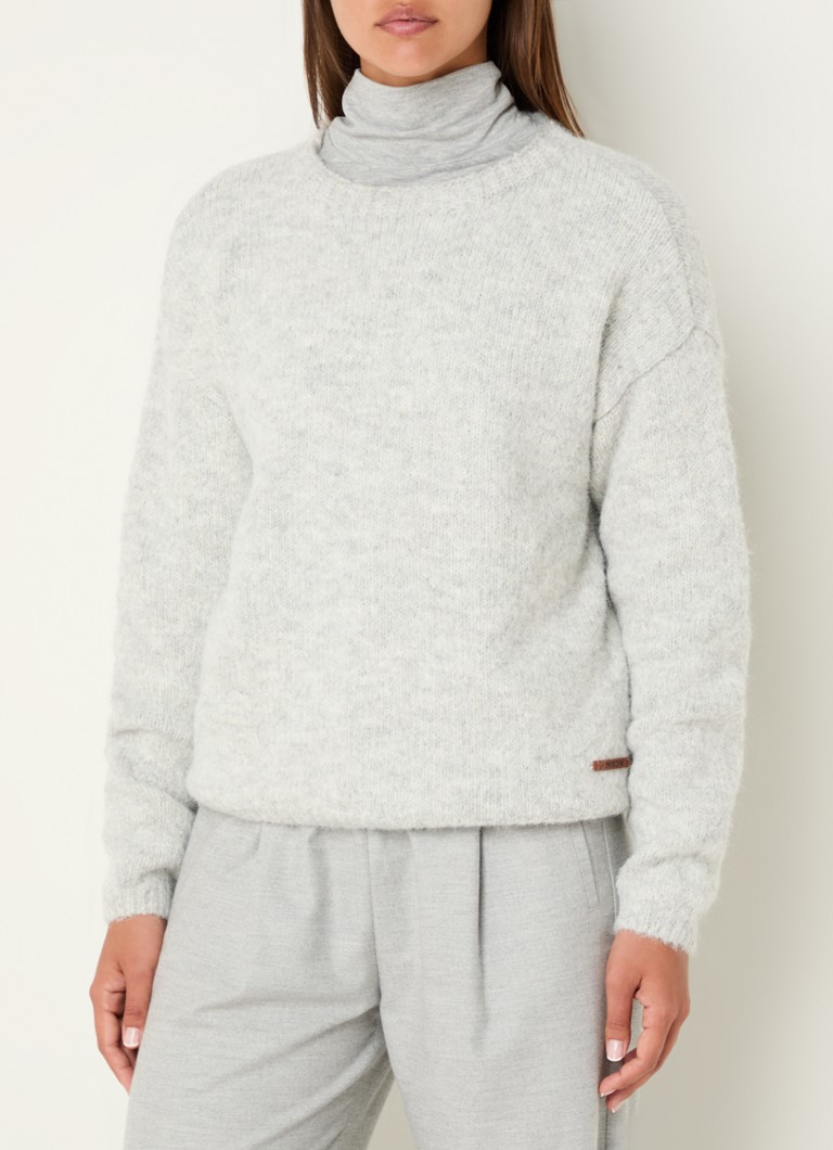 Moscow Lichtgrijze Coltrui Dames Moscow Sense Fijngebreide Trui In Wolblend  • Lichtgrijs