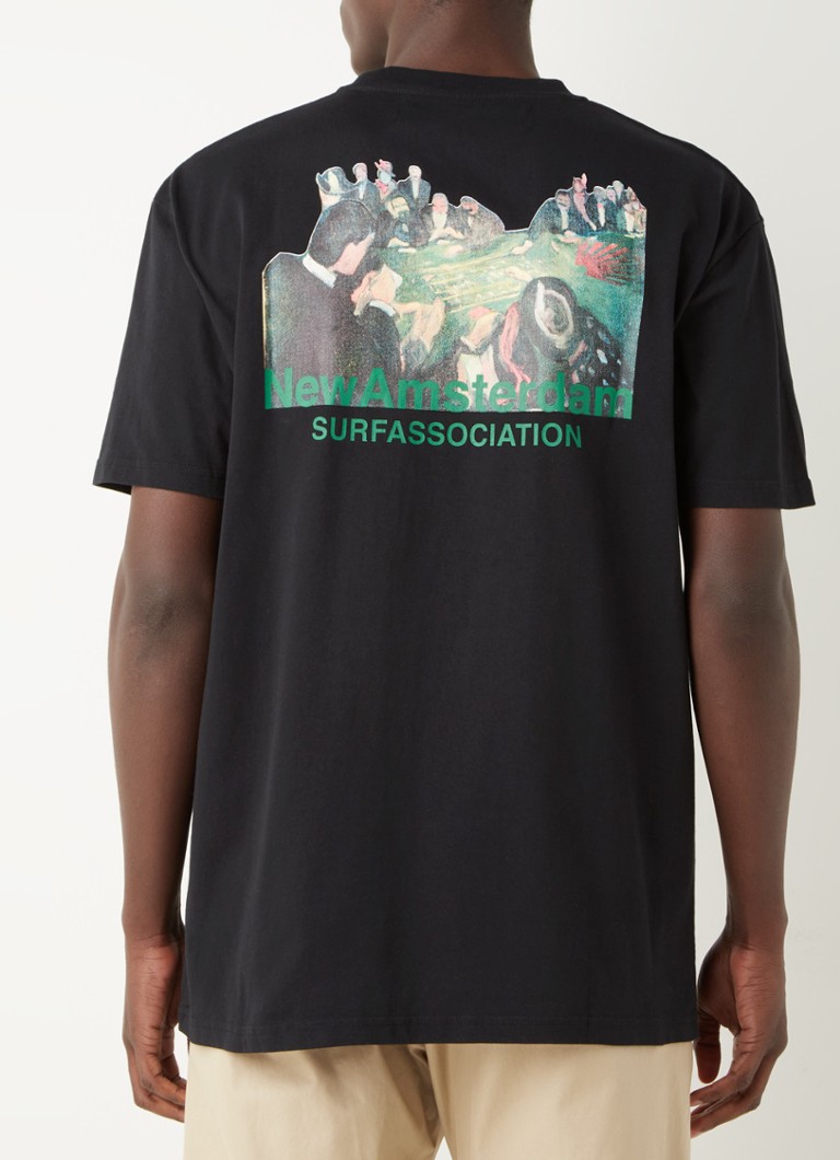 New Amsterdam Surf Association - T-shirt avec imprimé logo et imprimé au dos - Noir