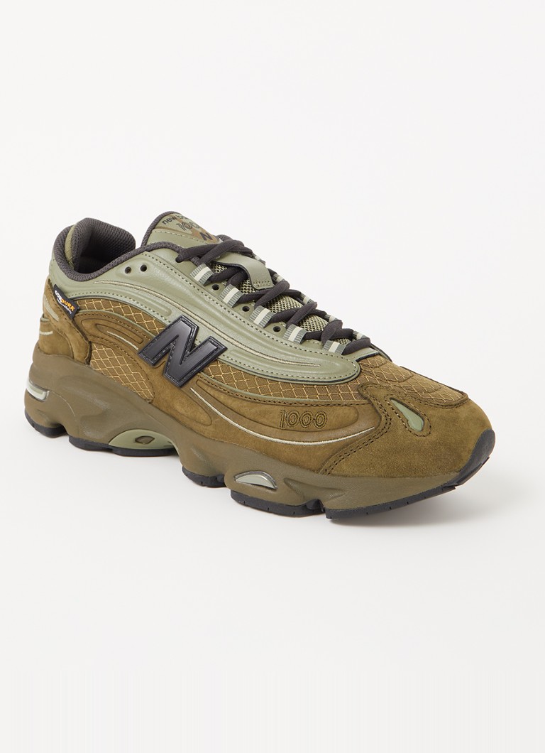 New Balance - 1000 sneaker met suède details en logo - Bronsgroen