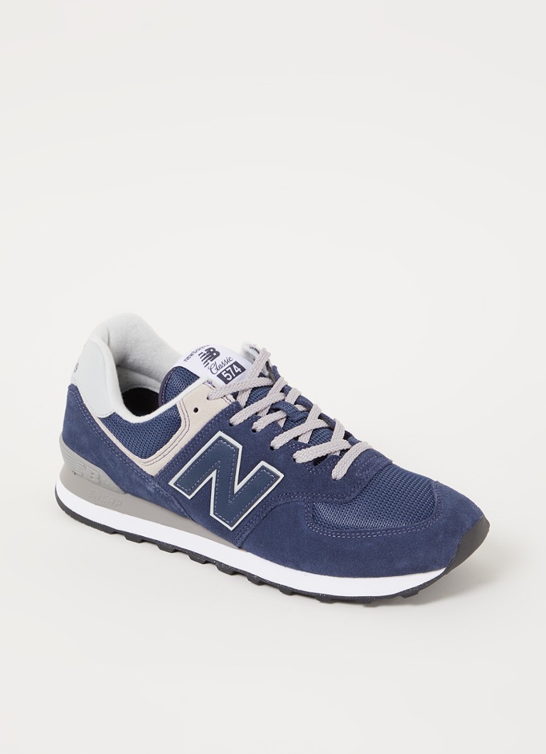 New Balance - Sneaker 574 avec détails en daim - Bleu foncé