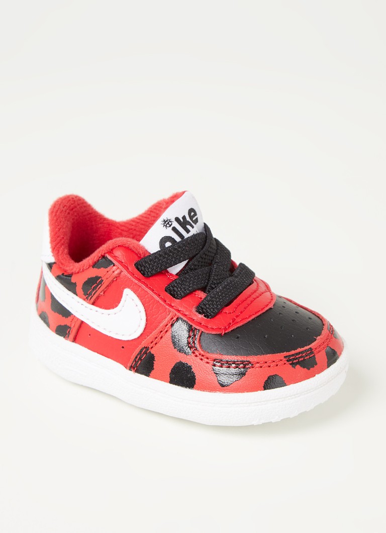 Nike Chaussures Bebe Force 1 En Cuir Rouge De Bijenkorf