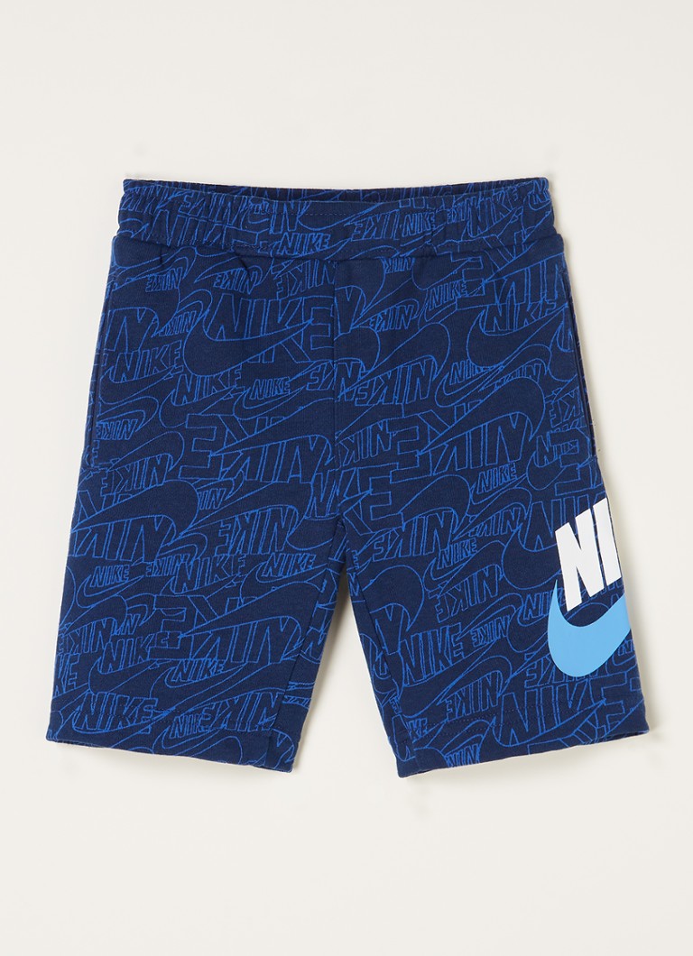 Nike - Pantalon de jogging court coupe slim avec imprimé logo - Bleu foncé