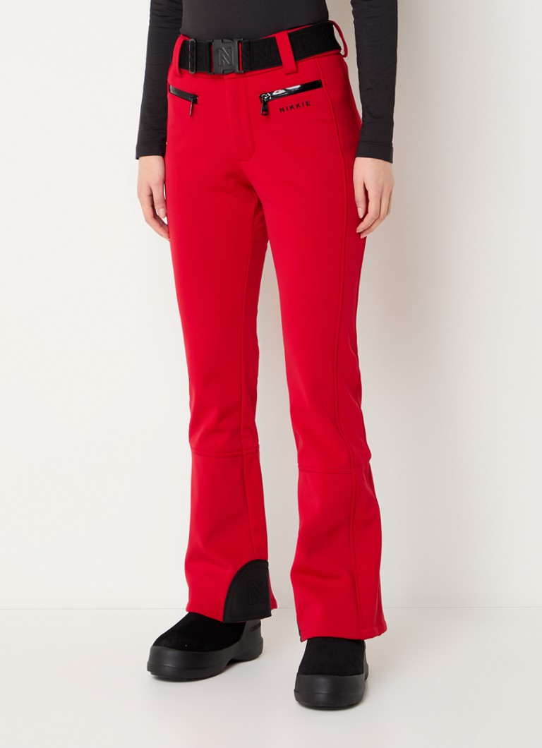 NIKKIE - Grace high waist flared fit skibroek met ceintuur - Rood
