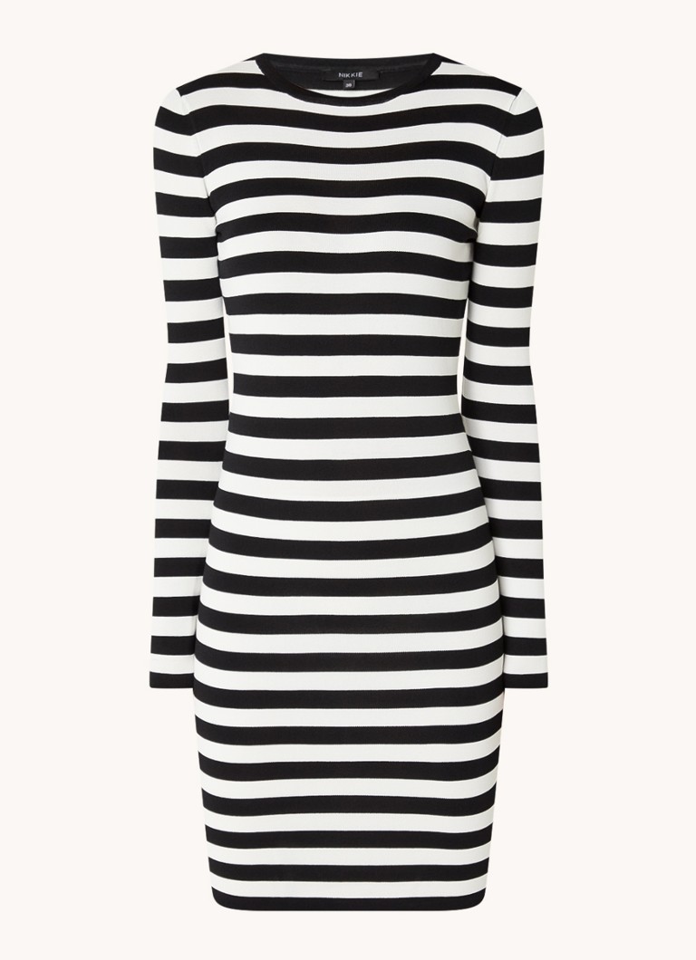 Filosofisch ga werken zien NIKKIE Jolie mini jurk met streepprint • Zwart • deBijenkorf.be