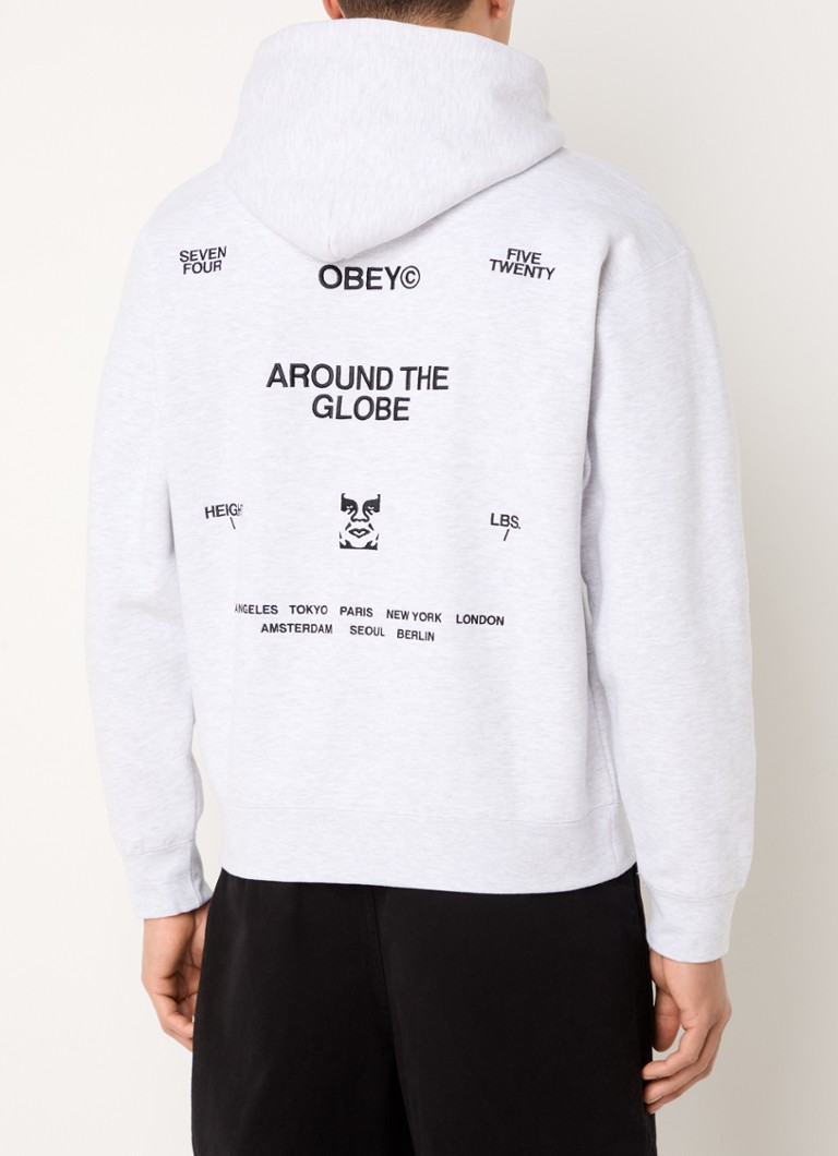 Obey - Business hoodie met logoborduring  - Lichtgrijs