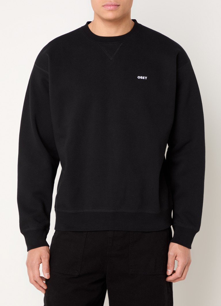 Obey - Established Works Bold Crew sweater met logoborduring  - Zwart