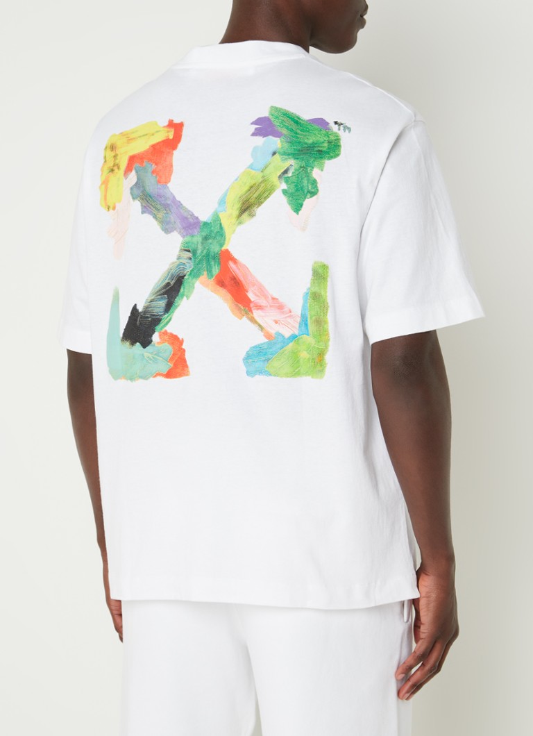 Off-White - Brush Arr Over Skate T-shirt met logo- en backprint - Blanc