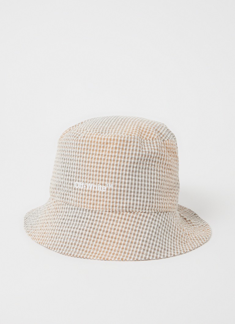 Off-White - Bucket hoed met ruitdessin  - Beige