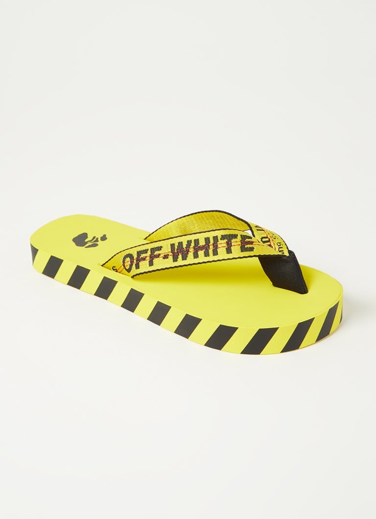 Bereid diep geloof Off-White Industrial Belt slippers met logoprint • Geel • deBijenkorf.be