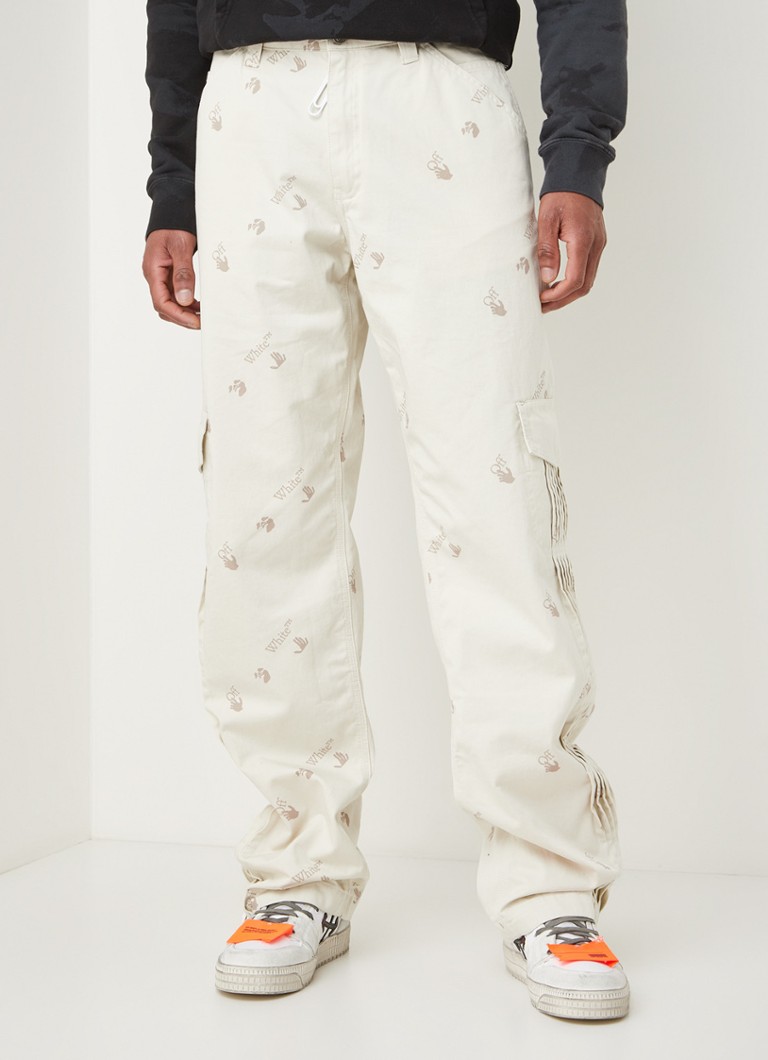 Off-White - Pantalon cargo coupe large avec imprimé logo - Crème