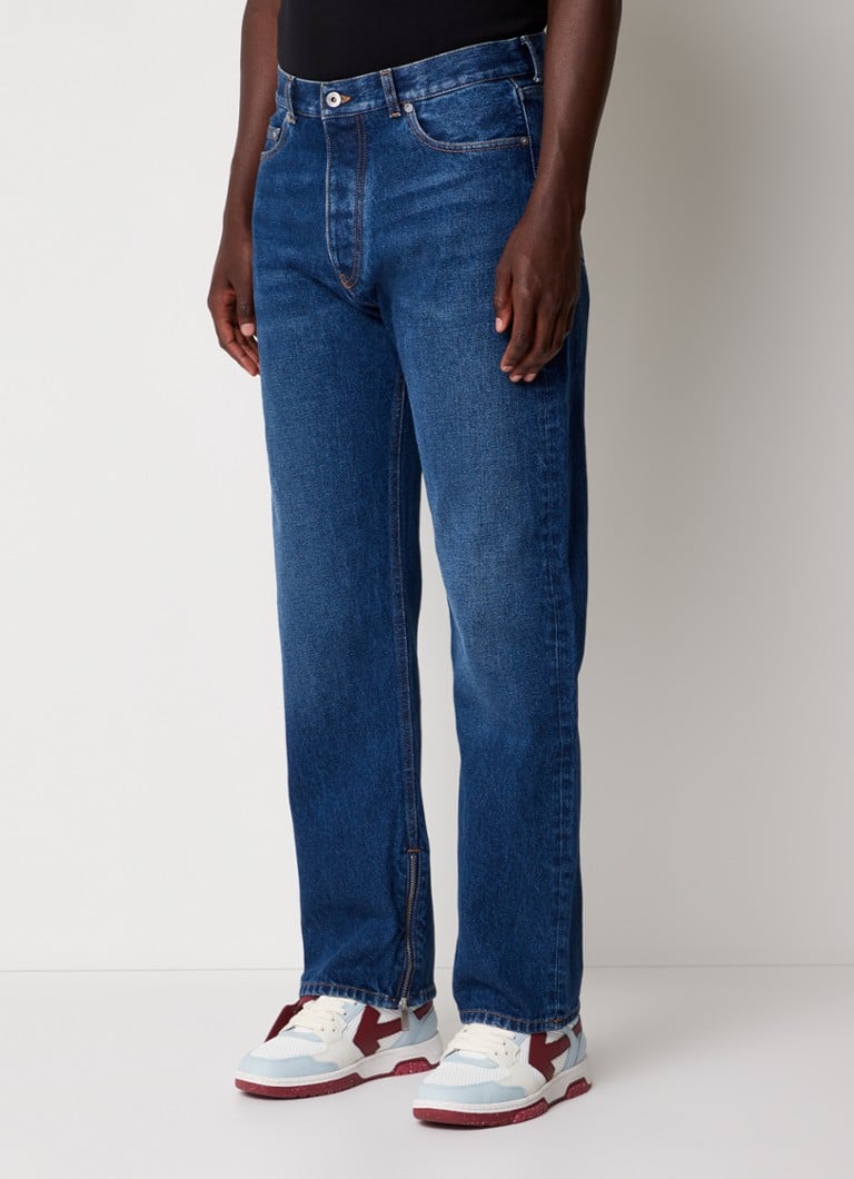 Off-White - Straight leg jeans met donkere wassing en ritsdetails - Indigo