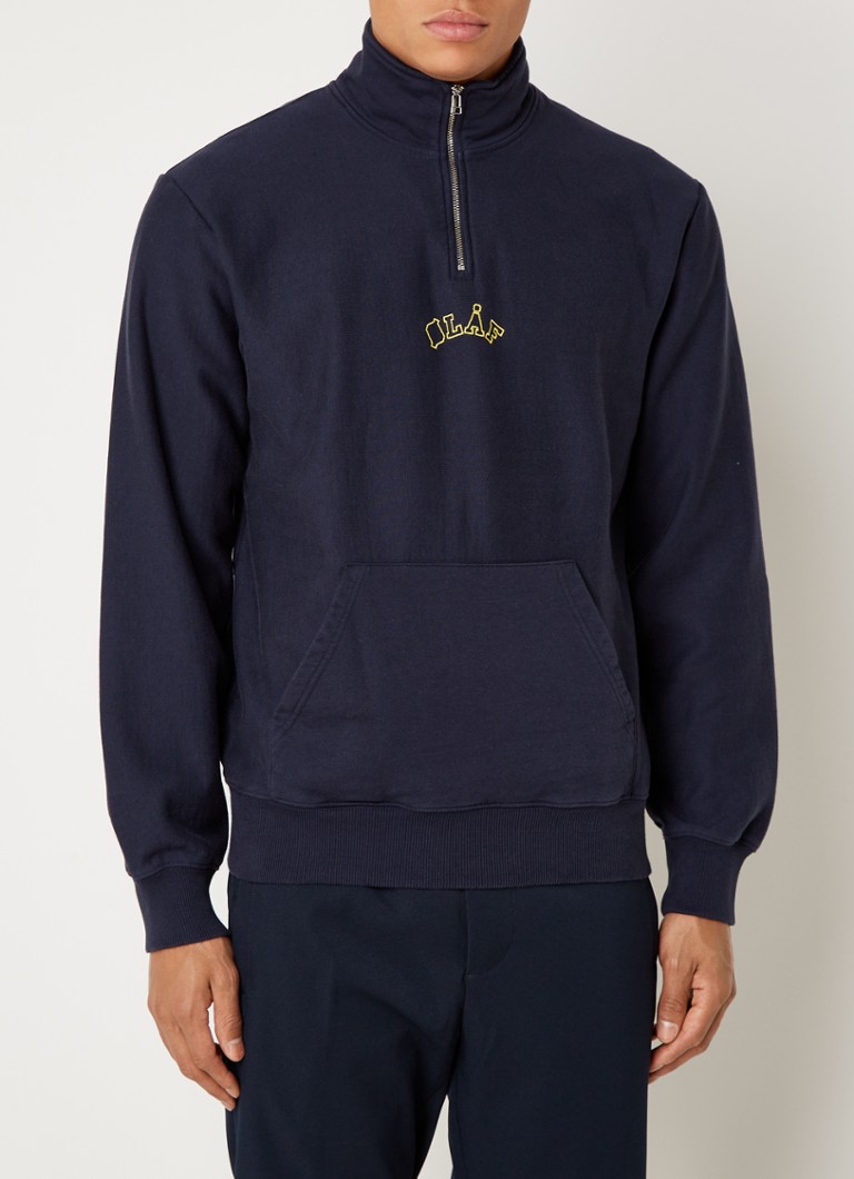 OLAF - Pull avec demi-zip et logo - Bleu foncé