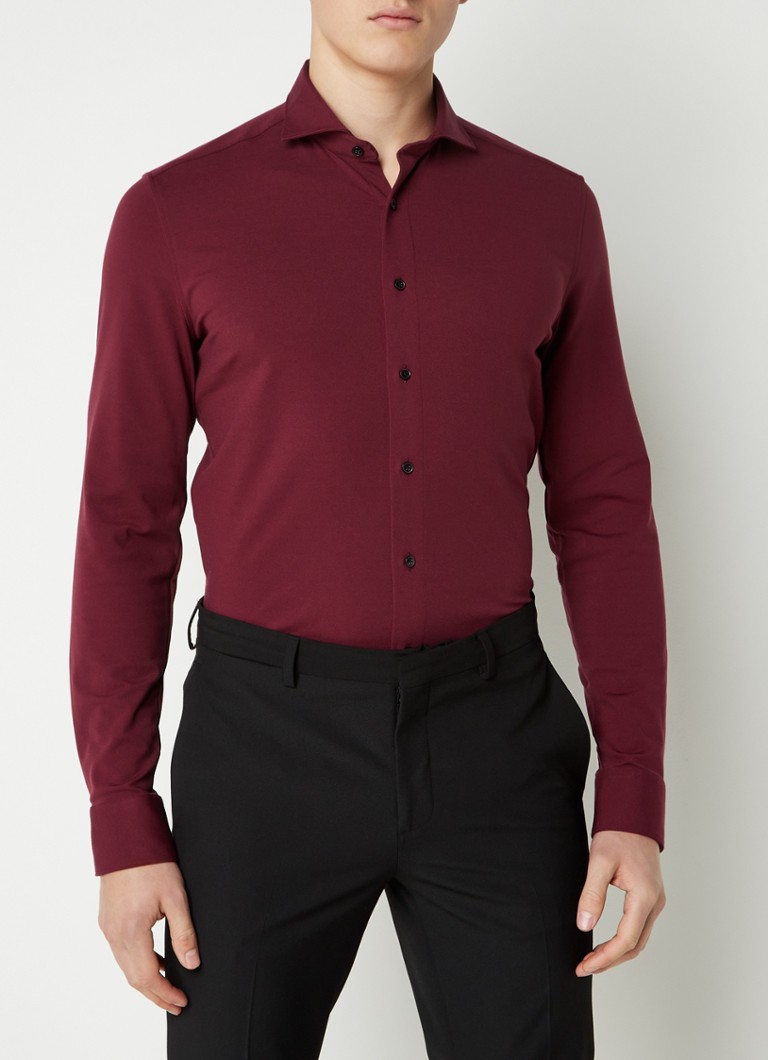 Olymp Regular fit overhemd jersey • Bordeauxrood deBijenkorf.be