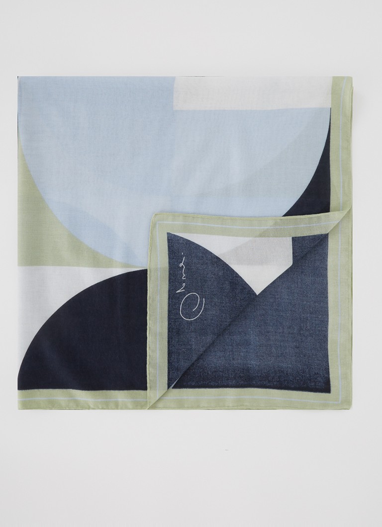 OPUS - Arhone sjaal met grafische print 120 x 120 cm - Lichtblauw