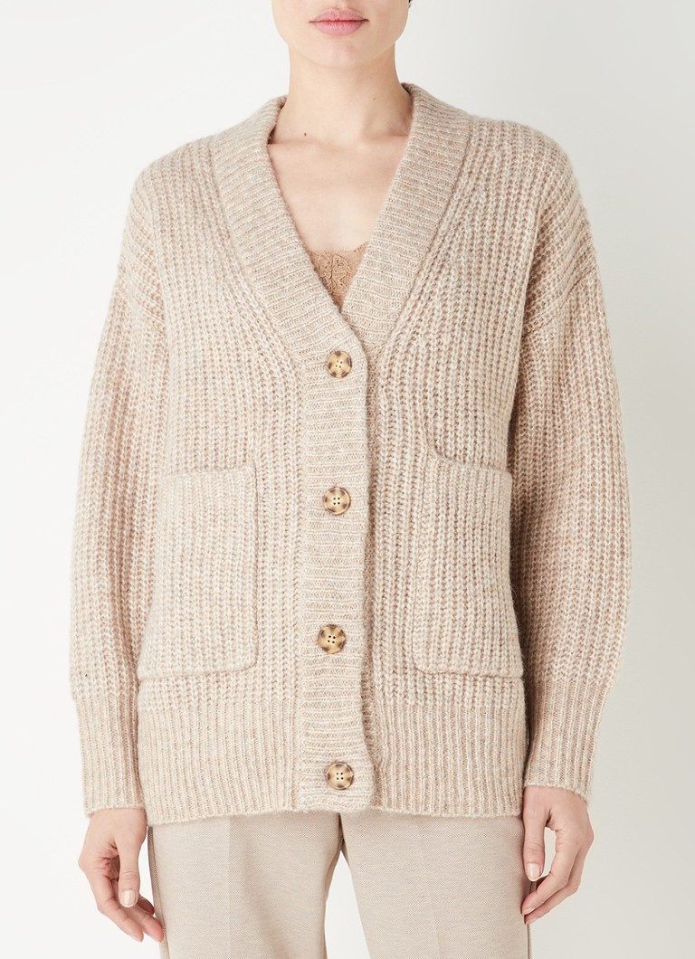 OPUS - Cardigan en grosse maille en laine mélangée - Sable