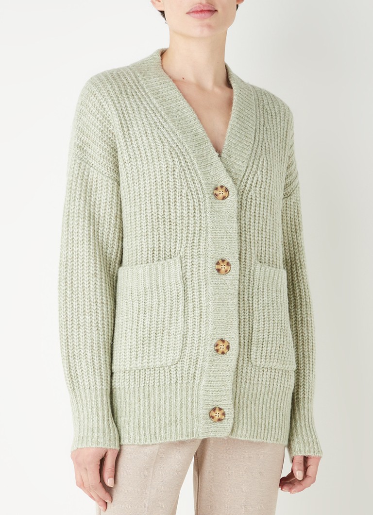 OPUS - Cardigan en grosse maille en laine mélangée - Vert clair