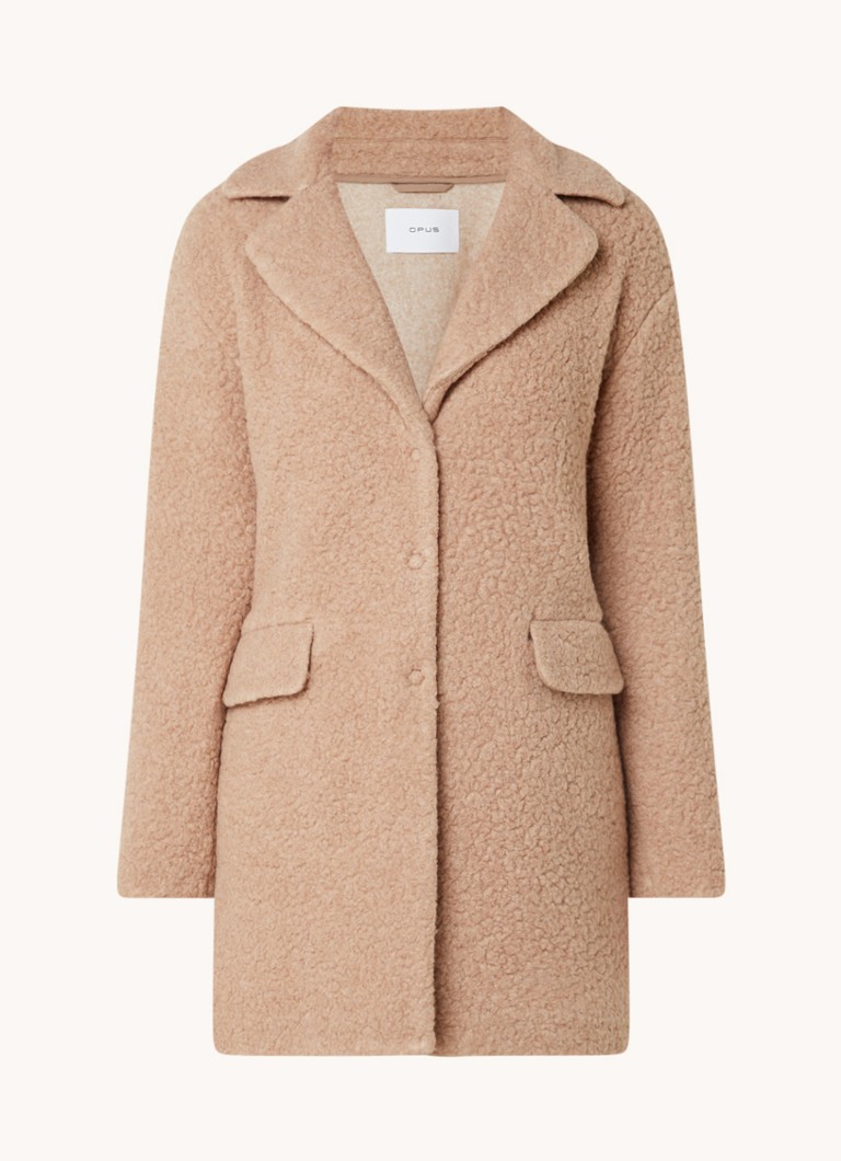OPUS Hiromi mantel in wolblend met structuur