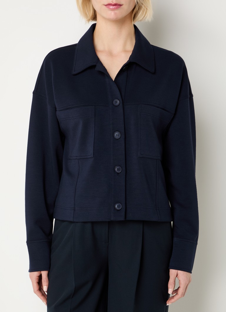 OPUS - Jipi overshirt van jersey met borstzakken - Donkerblauw