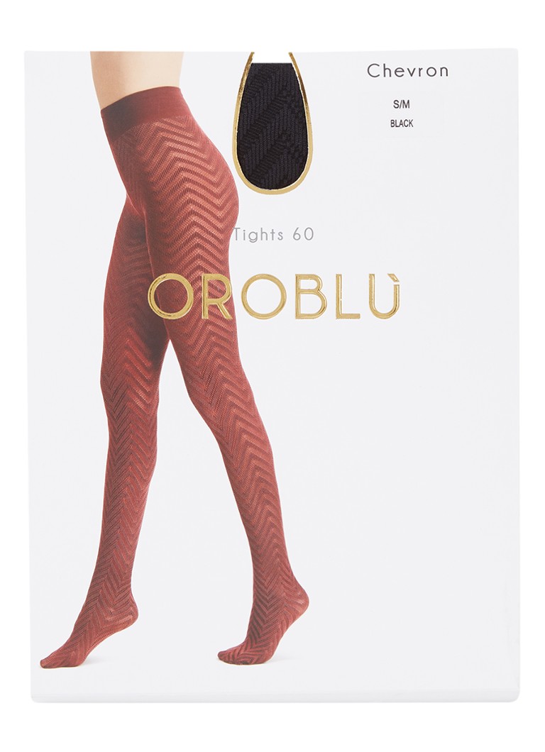 Oroblu - Chevron naadloze panty met print in 60 denier - Zwart