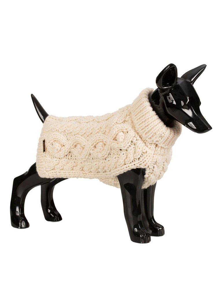 PAIKKA - Grofgebreide trui in wolblend voor hond - Wit