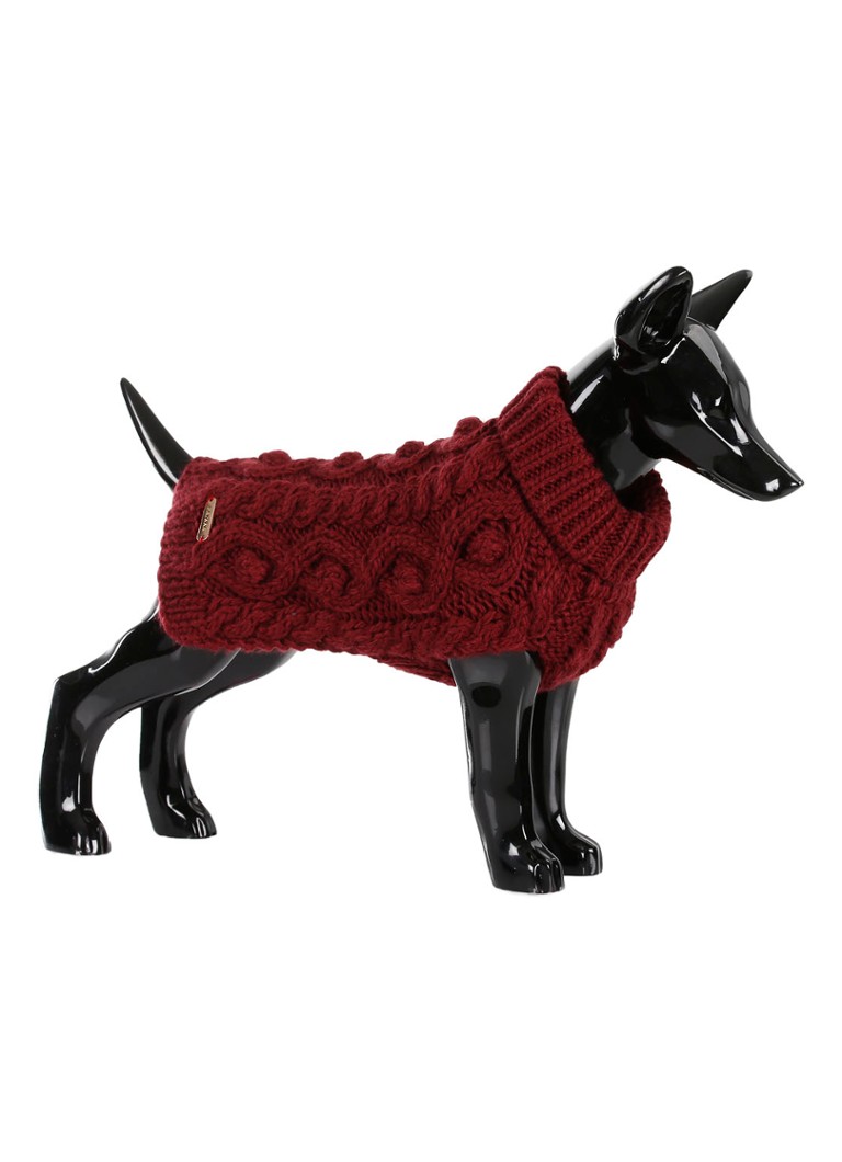 PAIKKA - Grofgebreide trui in wolblend voor hond - Bordeauxrood