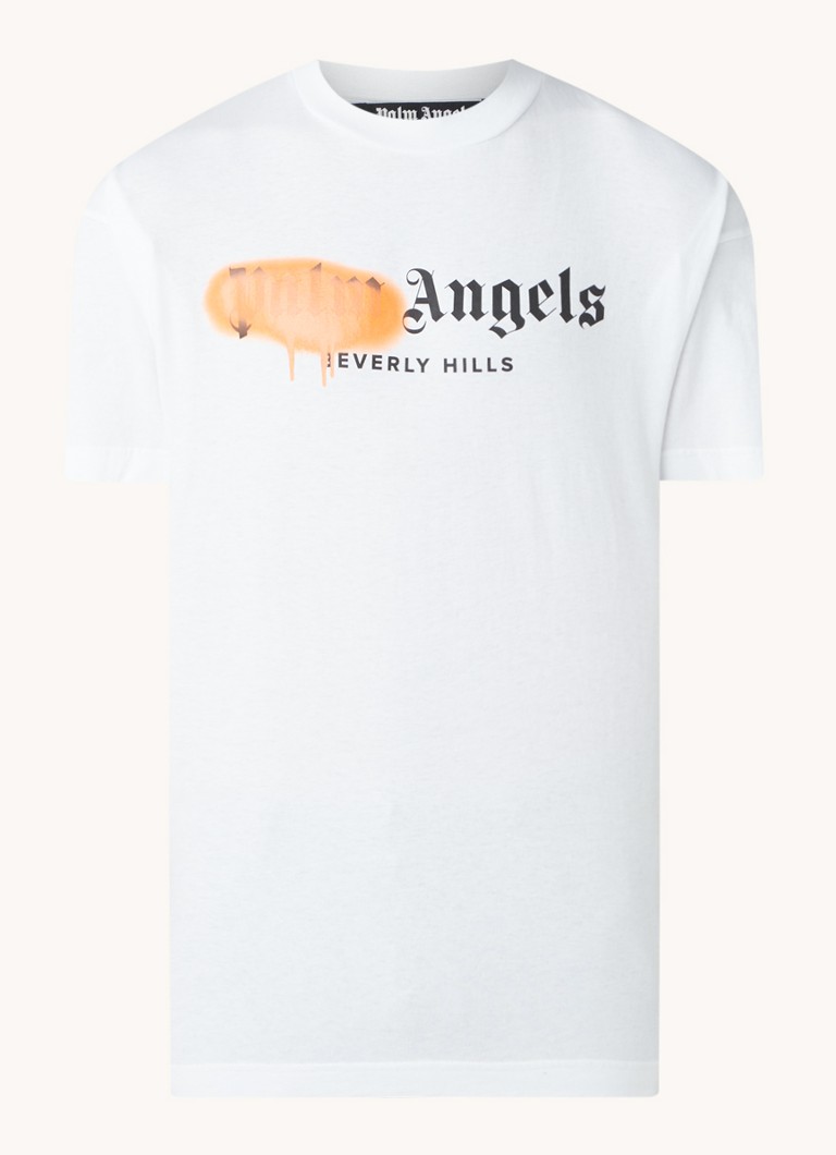 Palm Angels - Beverly Hills Sprayed T-shirt met logoprint - Wit - voorkant 2