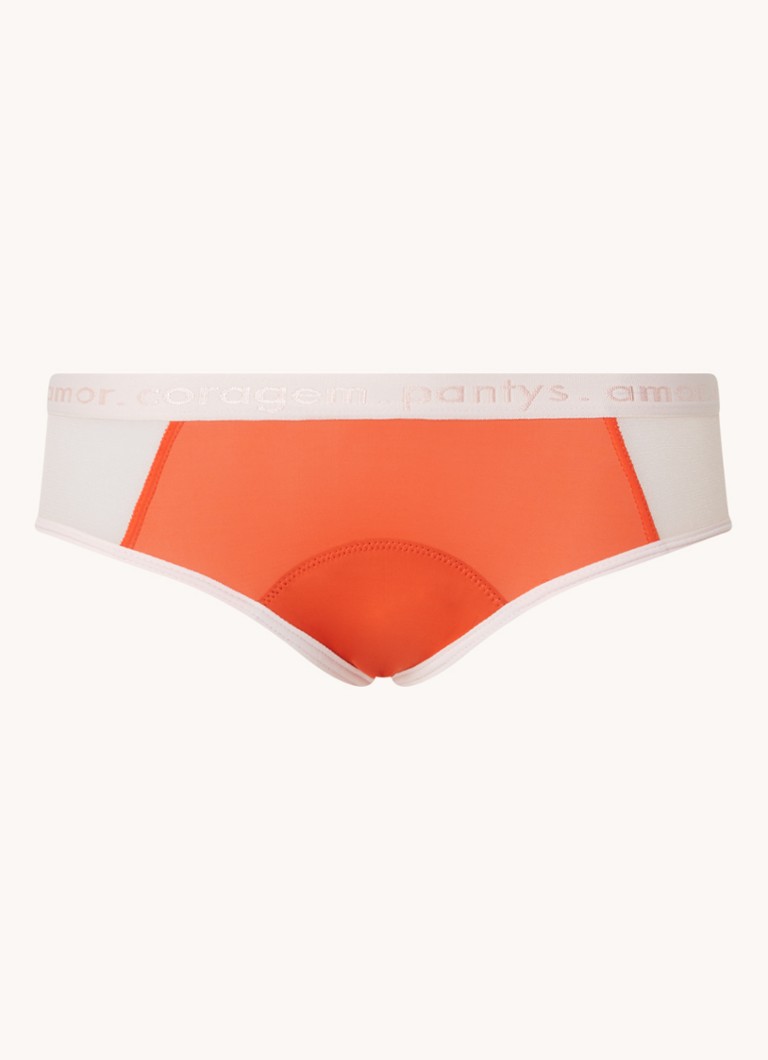 Pantys - Sous-vêtements menstruels flux abondant avec maille - Rouge-orange