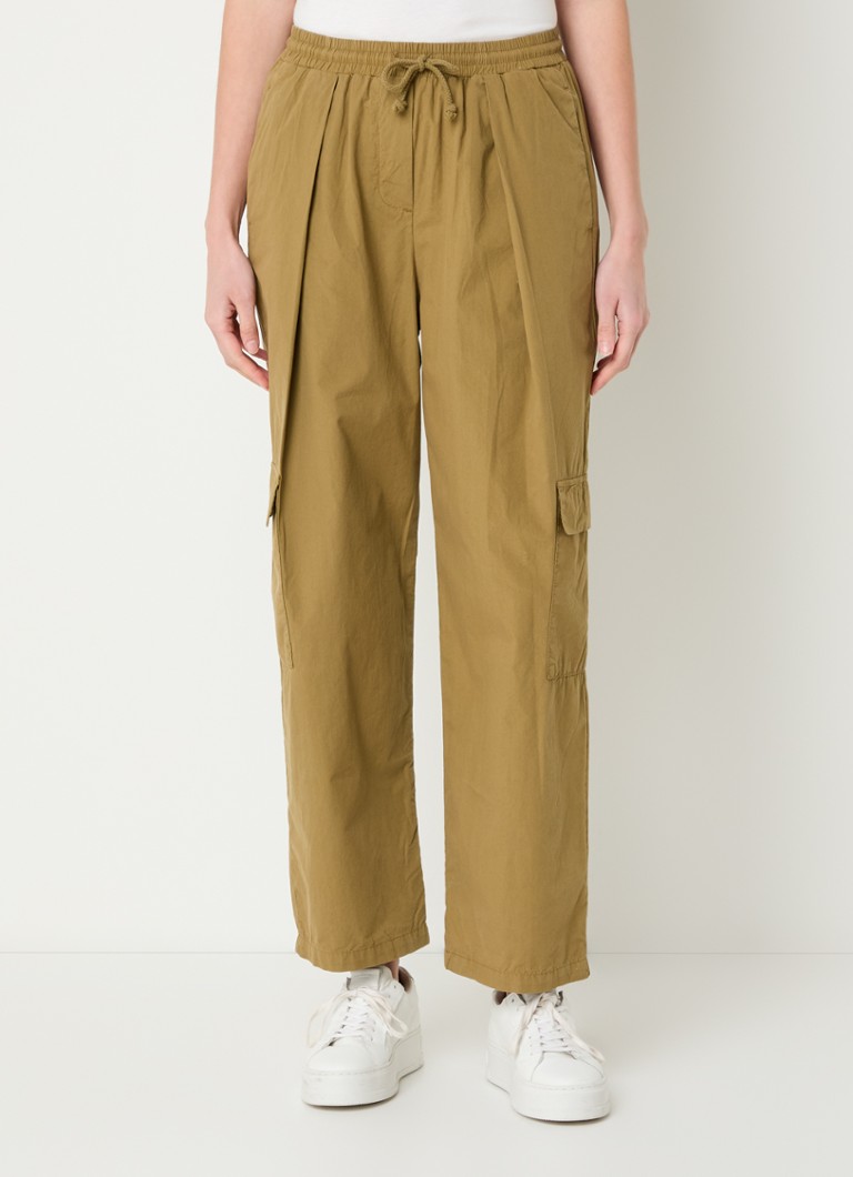 Penn & Ink - High waist straight fit cargobroek met steekzakken - Mosgroen
