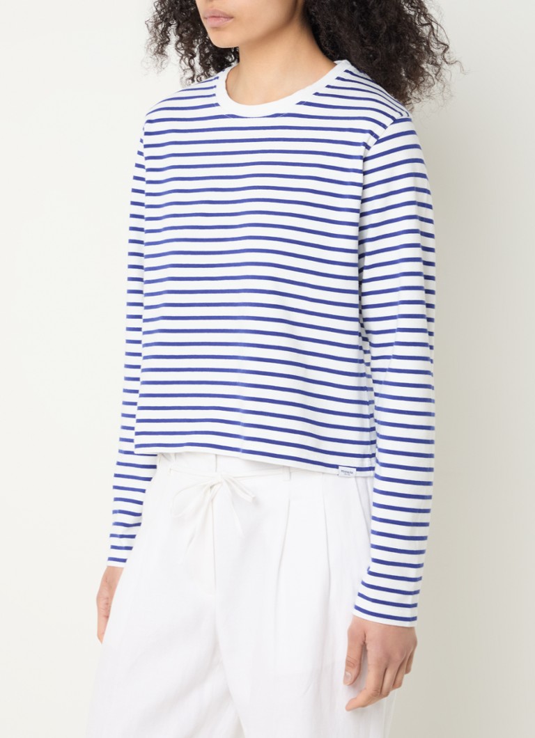 Penn & Ink - Longsleeve met streepprint - Wit