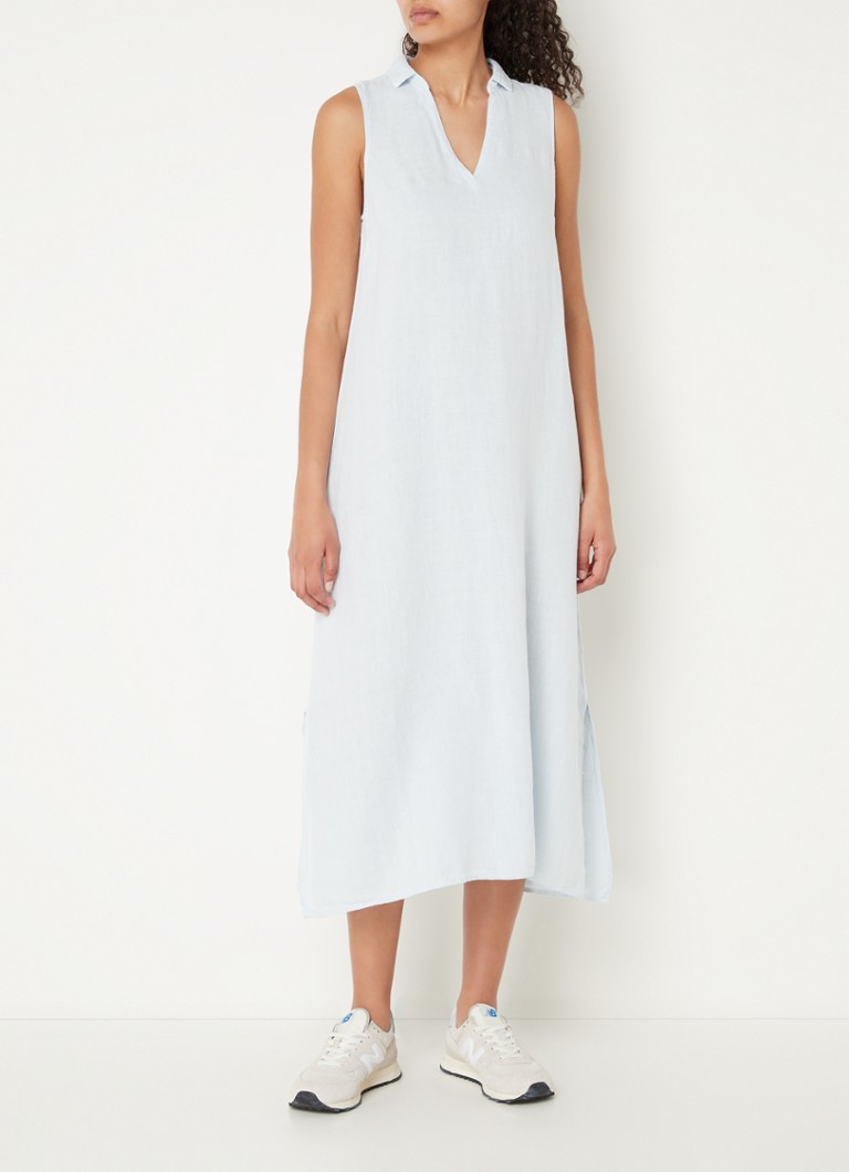 Penn Ink Mouwloze maxi jurk van linnen met splitten